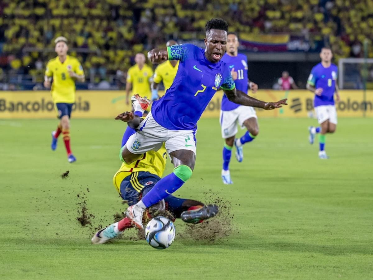 Colômbia e Brasil se enfrentaram pela quinta rodada das Eliminatórias para a Copa do Mundo de 2026, no Estádio Metropolitano Barranquilla, em Barranquilla (COL) Créditos: Hugo Sena